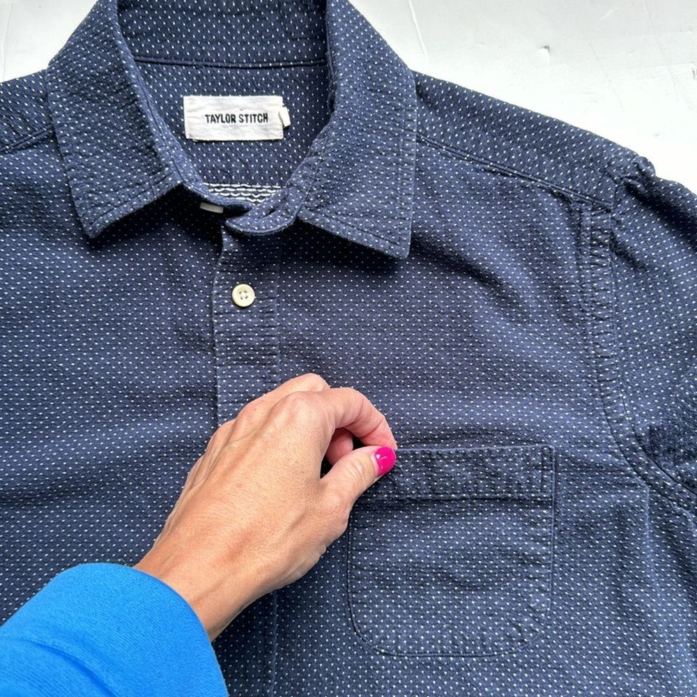 Taylor Stitch Dark Blue Patterned Button Down Shi… - image 6